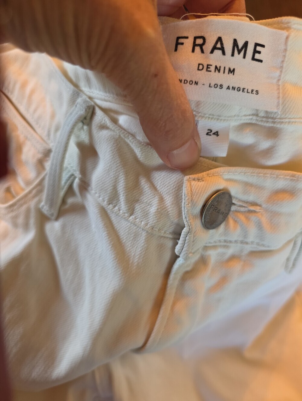 FRAME Denim White & Blue Dip Dye Cropped Skinny Jeans Size 24 - Picture 5 of 5